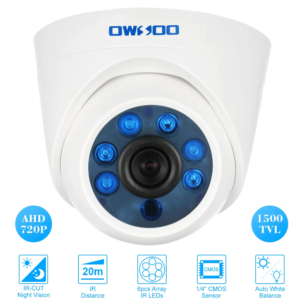 OWSOO AHD 720P 1500TVL ИК Мини купольная камера аналоговая 1.0MP внутренняя ночного видения