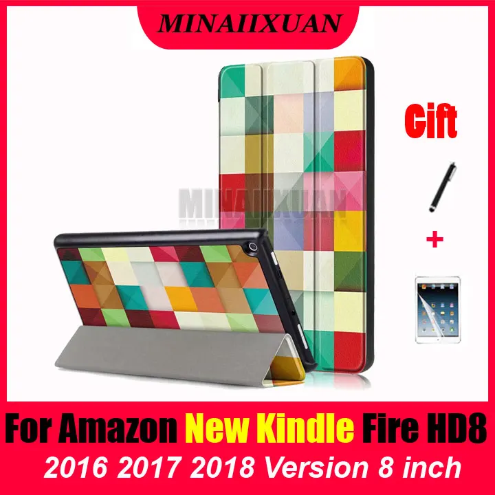 

New Painted Case for Amazon New Kindle Fire HD8 HD 8 2018 2017 2016 Cover For Amazon Fire HD 8 8th 7th 6th Gen Tablet Shell