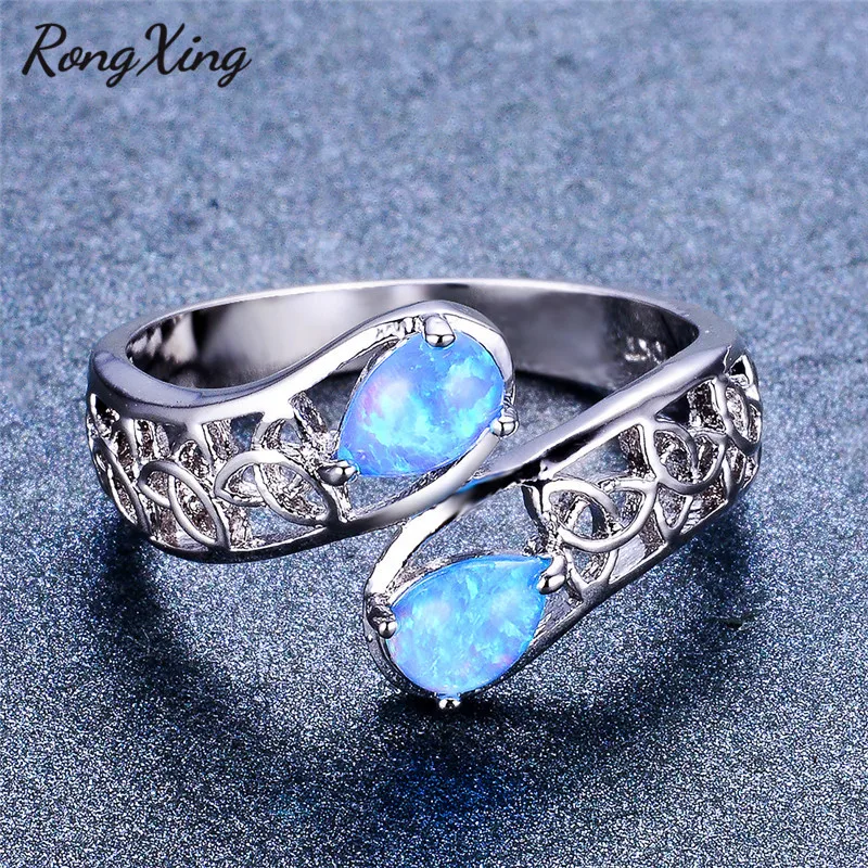 RongXing богемный Синий огненный опал капля воды драгоценный камень заполненный