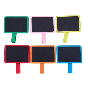 

12pcs Wooden Colorful Chalkboard Clips Message Board Sign Blackboard for Party Wedding Birthday Table Decorations