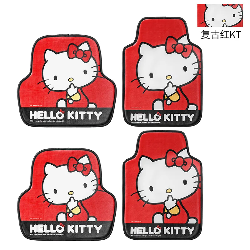 Hello kitty стиль универсальный автомобильный коврик из искусственной кожи передний задний Противоскользящий анти-грязный пол коврики