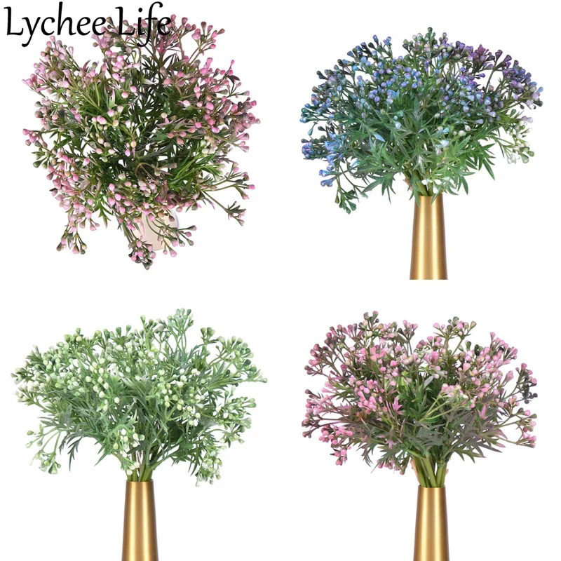 

Lychee Life 9pcs Artificial Beans Plastic Simulated Plant Ornament Flower Coffee Shop Wedding Holiday Decoration Home DIY New