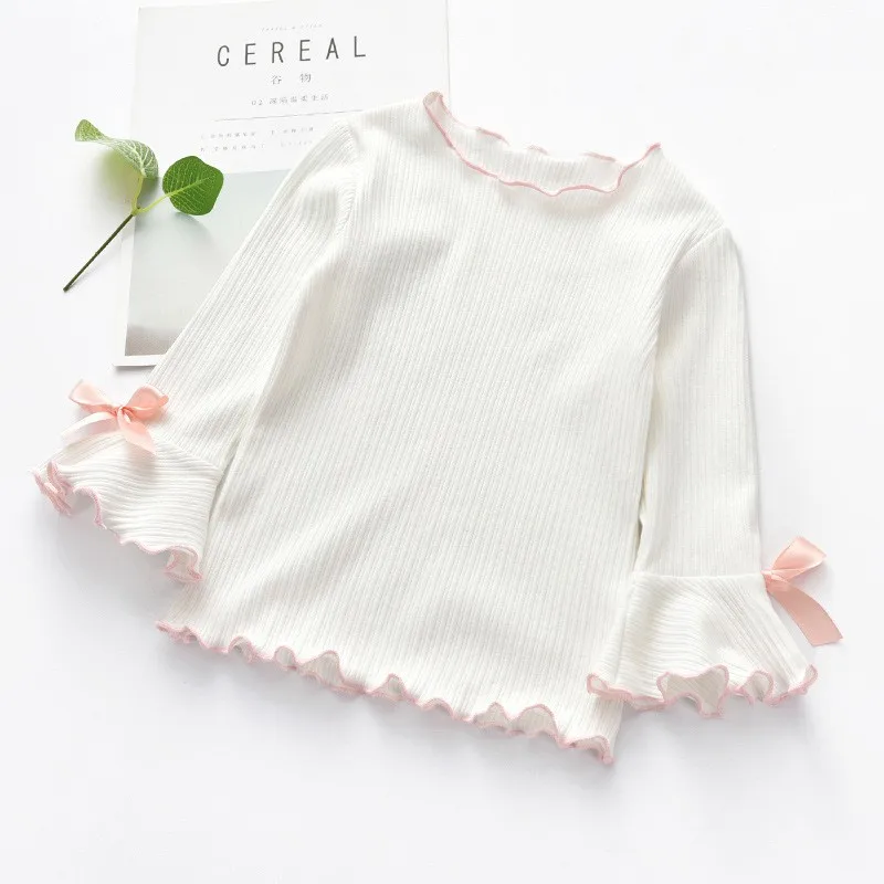 

toddler kids autumn clothing Baby Girl Cotton Long Sleeve Top Girls Striped Embroidered Bow Doll good quality