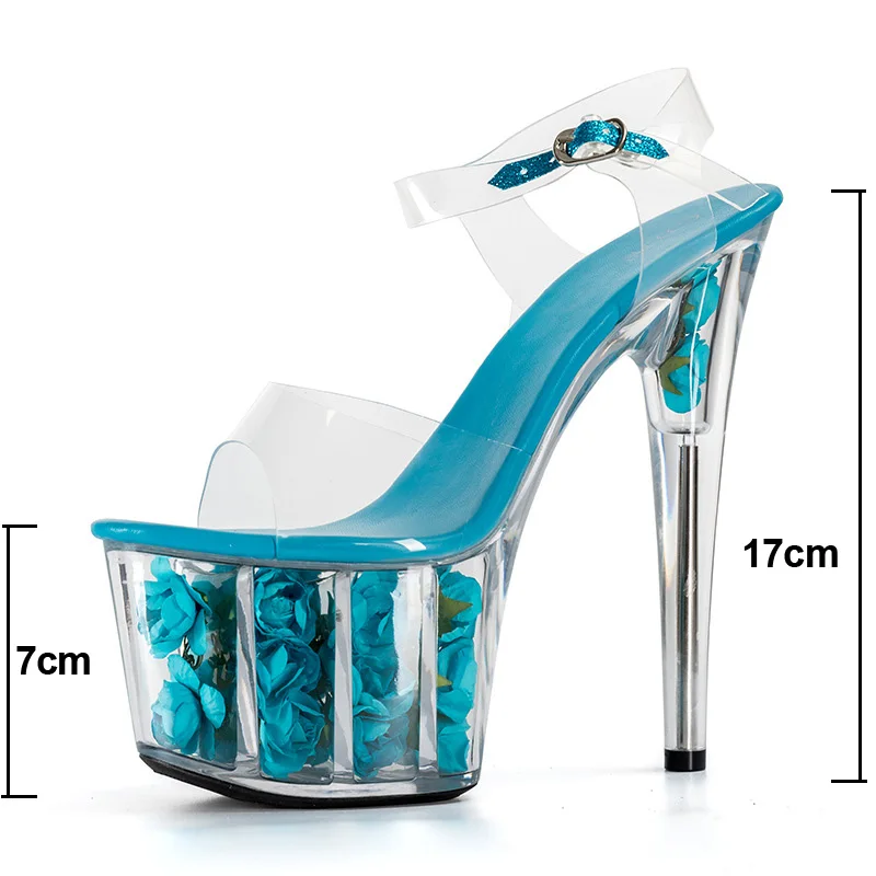 Г., летние свадебные туфли для вечеринки женские милые прозрачные босоножки на платформе с открытым носком, украшенные цветами, на высоком тонком каблуке, AWS151
