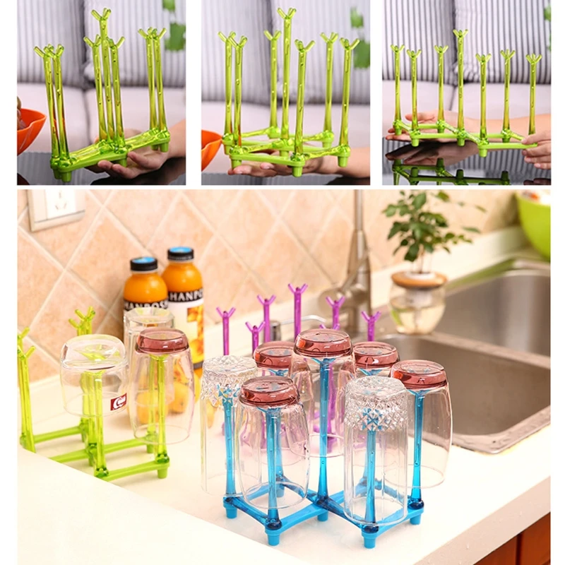 

OOTDTY Baby Feeding Bottle Rack Drying Nipple Stand Cup Storage Folding Drainer Dryer