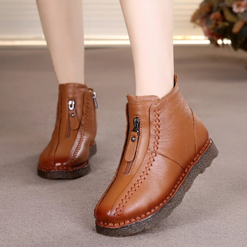 Fond Taille Grande pourpre Bottes Moyen 2018 Mou Nouveau Noir Main Coton Style Cuir Noir Rétro National Fille En Vieux À Rushiman Daim Avec marron La PiZXkuO