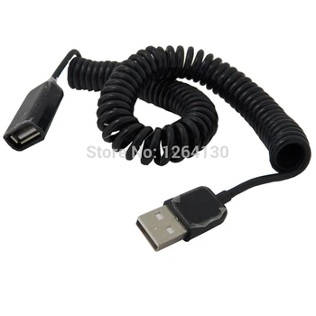 

30cm~2.5M 1~8FT USB 2.0 Spring Extension Cable Black Coiled Charger Sync Adapter