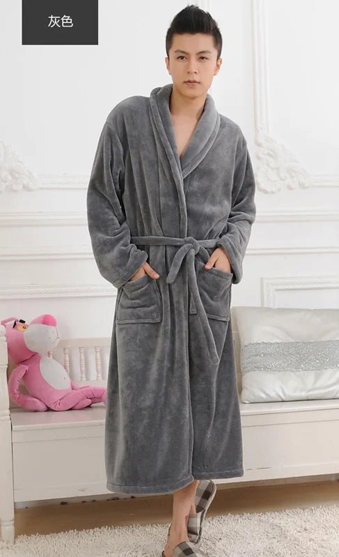 Зима-осень, плотные фланелевые банные халаты для мужчин и женщин, Мужская домашняя одежда, мужская одежда для сна, пижамы для отдыха, пижамы - Цвет: P1308grey