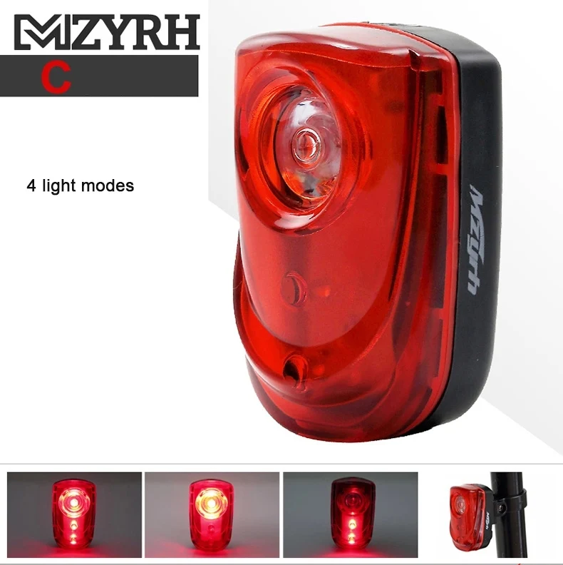 Top MZYRH Bicycle Rear Tail Light Red LED Flash Lights Cycling Night Safety Warning Lamp Bike Outdoor Riding Tail Light Accessories 18