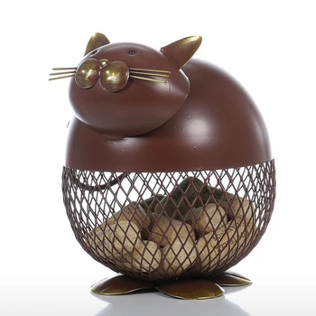 

Hot Sale Cute Cat Wine Cork Container Ornament Storage Jar Box Organizer Home Decoration Iron Animal Craft Gift