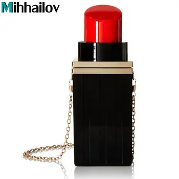 

Fashion Clutch Evening Bags Chain bag women bags Black Lipstick Shape Designer Women Cutch Banquet party purse beauty XS-331