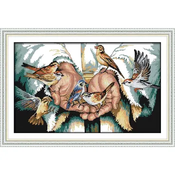 

cross-stitch kits wall paintings dmc mulina set embroidery suit mulina seam print hands of birds enough canvas for embroidery