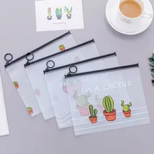 1pc Cactus PVC Waterdichte Potlood Gevallen Transparante Briefpapier A5 Bestandsmap Opslag Kantoor Schoolbenodigdheden Potlood Zakken voor Meisje