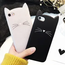

Cute Cartoon Black White Cat Glitter Phone Cases For iPhone 6 Coque Soft Silicone Full Protect Cover For iPhone 6 6s 7 Plus capa