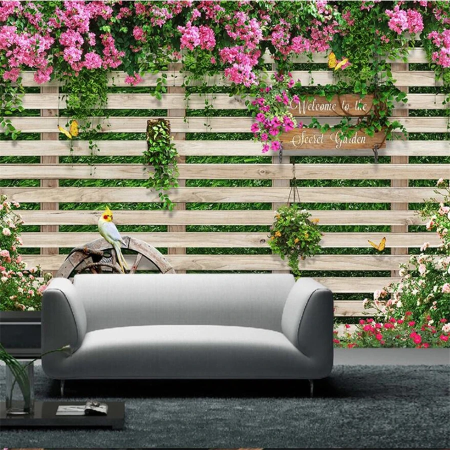 beibehang Custom wallpaper large 3d mural mediterranean wooden board rose flower background wall paper decorative painting | Обустройство