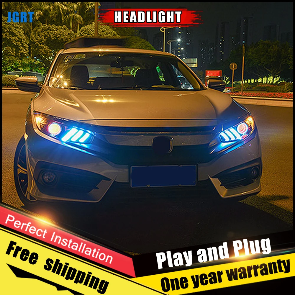 2 шт. автомобильный стиль светодиодный фары- для Honda Civic для Civic светодиодная фара двойной луч H7 HID Xenon Биксеноновые линзы