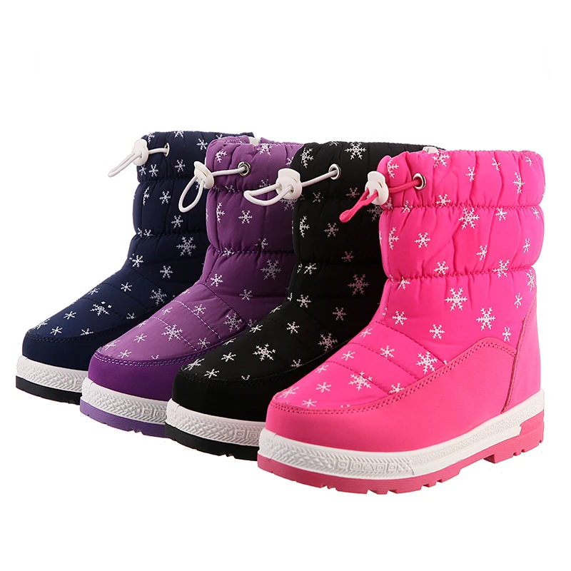 Cute eagle Girls Winter Boots boys Fashion Plush Snowshoe Water-Proof Students Sneakers Rubber Boots New Keep Warm Sneakers women winter keep warm plus cashmere solid color woolen elasticity soft full fingers mittens girls fur knitted cute gloves