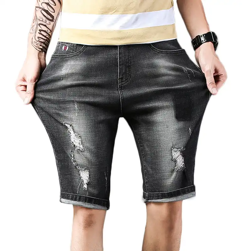 distressed bermuda jean shorts