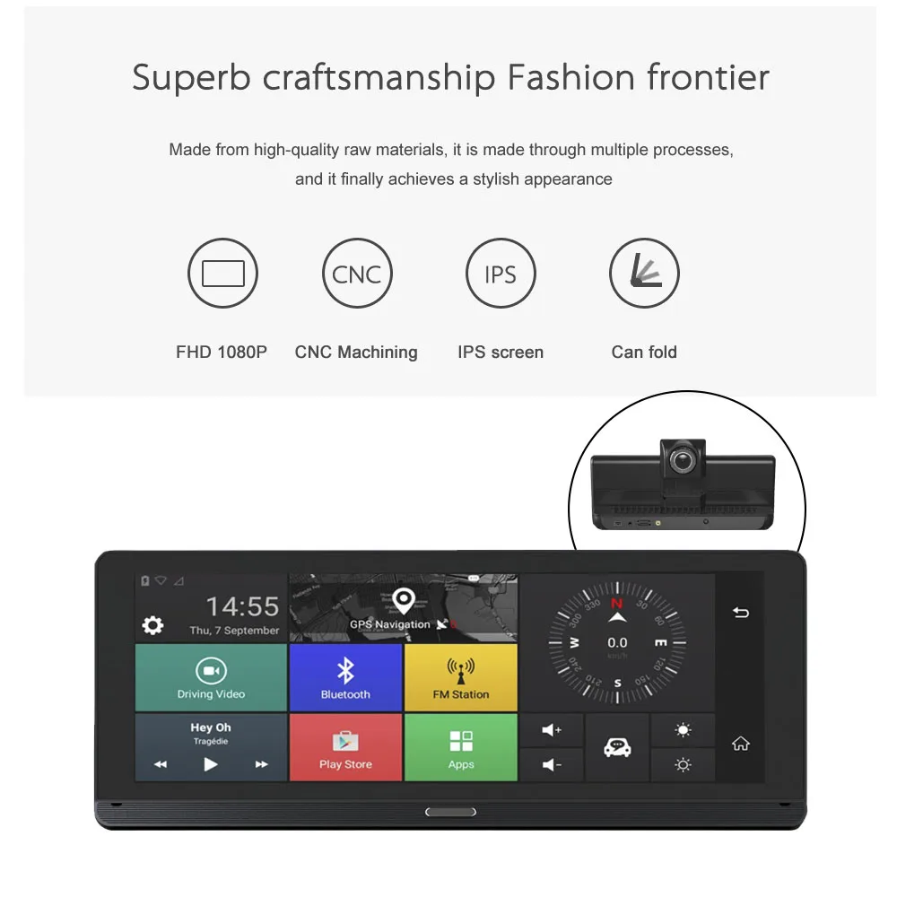 HGDO 8 дюймов 4G Автомобильный GPS навигатор DVR Android FHD 1080P видео регистратор