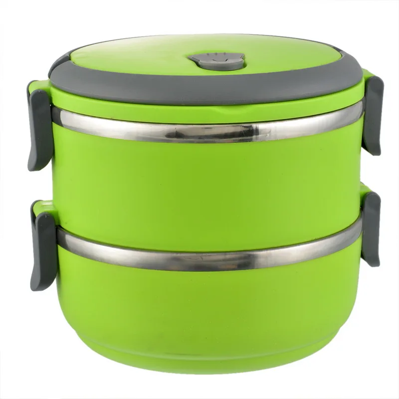 Hifuar 1 шт. 4 цвета школьная коробка для обеда из нержавеющей стали Bento Box термос для еды с контейнерами термический контейнер коробка ланч - Цвет: green