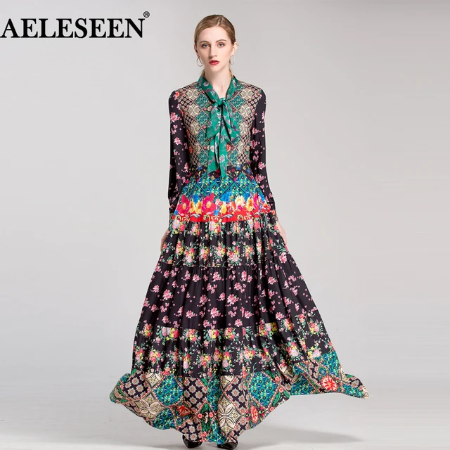 Eropa Wanita Maxi Gaun 2018 Awal Musim Semi Fashion Baru 