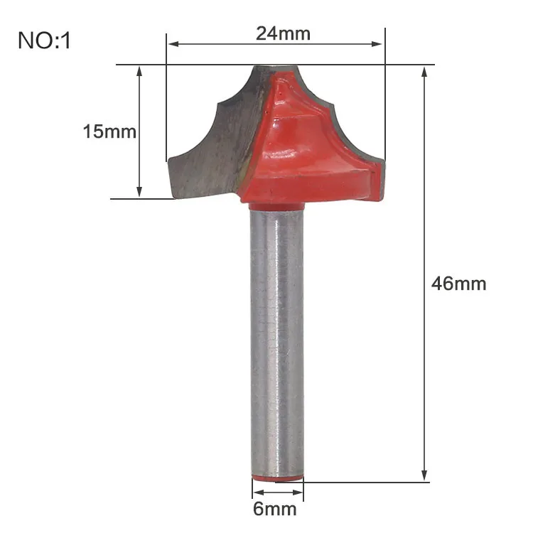 1pc6mm хвостовик древесины фрезы прямой концевой фрезы триммер очистки заподлицо отделка угловая круглая бухта коробка биты инструменты - Длина режущей кромки: NO1
