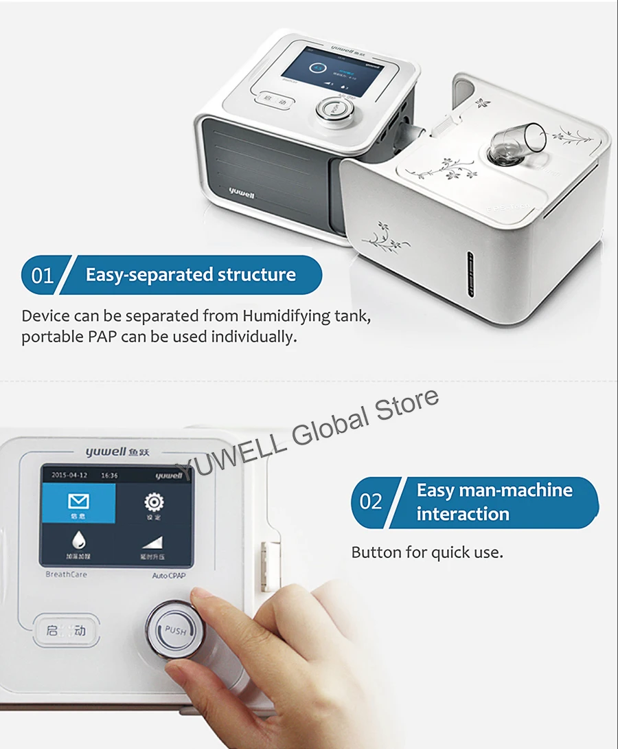 Yuwell CPAP респиратор для умного дома с увлажнителем CPAP маска шланг сумка для сна Храп апноэ стоп храп дыхательная машина