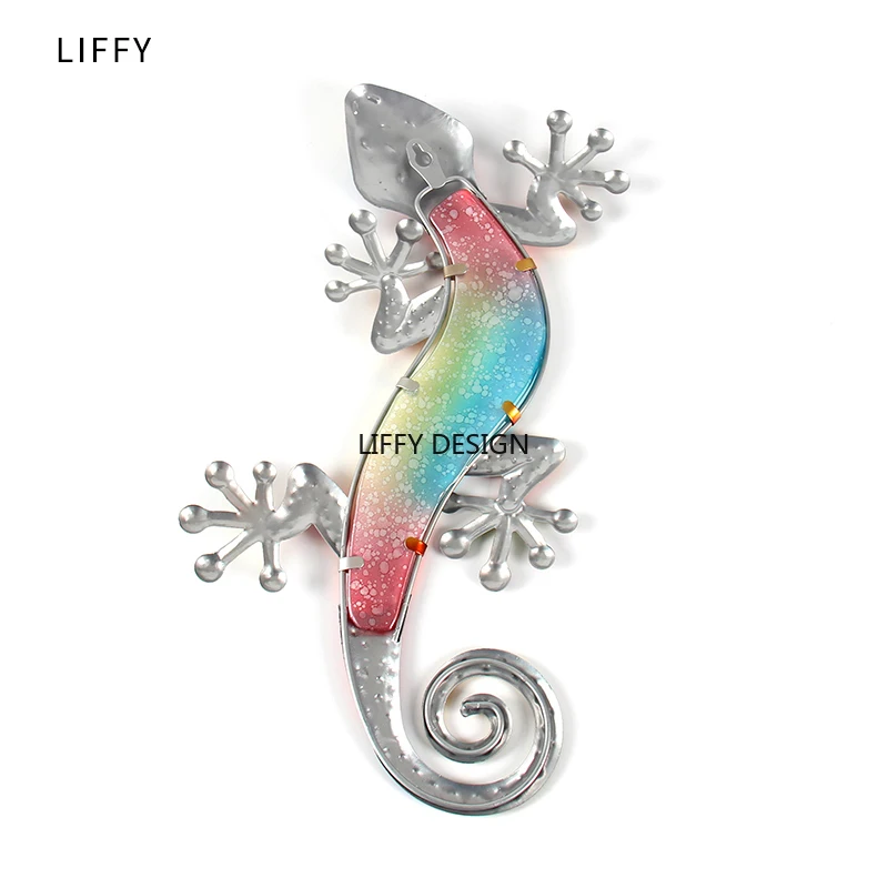 Liffy Metal Glass Gecko Wall Decor for Home Garden Decoration and Miniatures Garden Statues Outdoor Fairy Garden Ornaments Liffy Metal Glass Gecko Wall Decor for Home Garden Decoration and Miniatures Garden Statues Outdoor Fairy Garden Ornaments