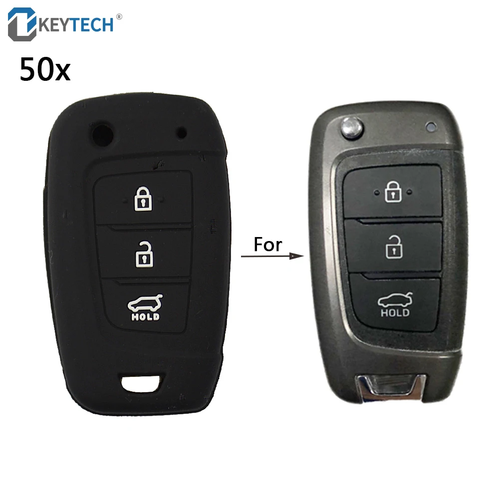 

OkeyTech Car Key Case Cover Silicone Shell Folding Key Cover 3 Buttons for Elantra Solaris 2017 For Hyundai Tucson Elantra 50PCS