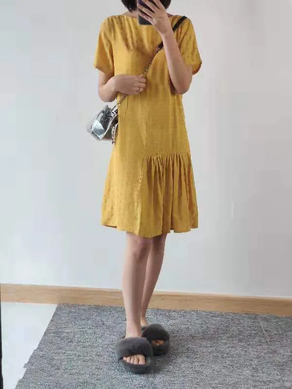 

Women Dress Colored Dots Irregular Ruffles 2019 New Round Neck Dress