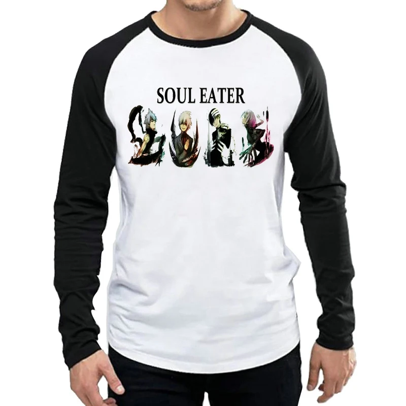 С длинным рукавом Soul Eater Футболка модная Стиль Мужская аниме Soul Eater Логотип футболка Футболки Длинный рукав рубашка Soul Eater футболка - Цвет: 5