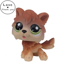 pet Timber Wolf Dog 2141 Brown PUPPY With Teal Green Eyes Animal Toys