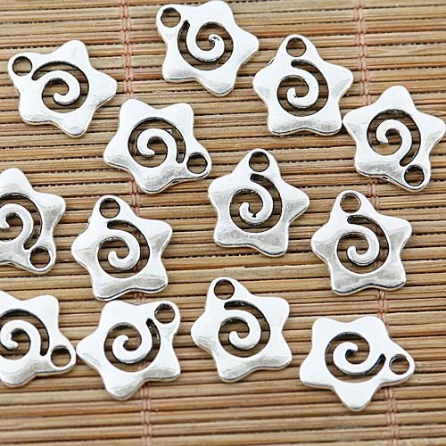 

60pcs Tibetan silver star swirl charms EF1395