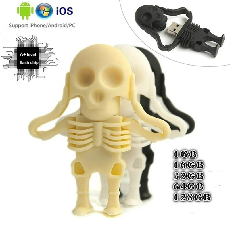 

skeletonn memory stick usb 3.0 waterproof usb flash drive 128gb 64GB 32GB U disk key Pendrive 16GB 8GB Pen Drive free adapter