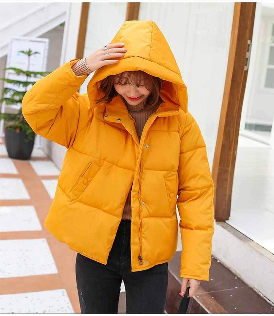 Hot Sale Winter Cotton Jacket Female Thicken Snow Lichens New Harajuku Short Sweet Down Cotton Coat Women Warm Loose Parkas