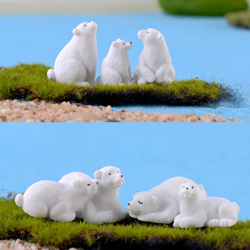 Polar Bear Moss Microlandscape Resina Giardino in Miniatura Polar Bear Miniature 10pcs 