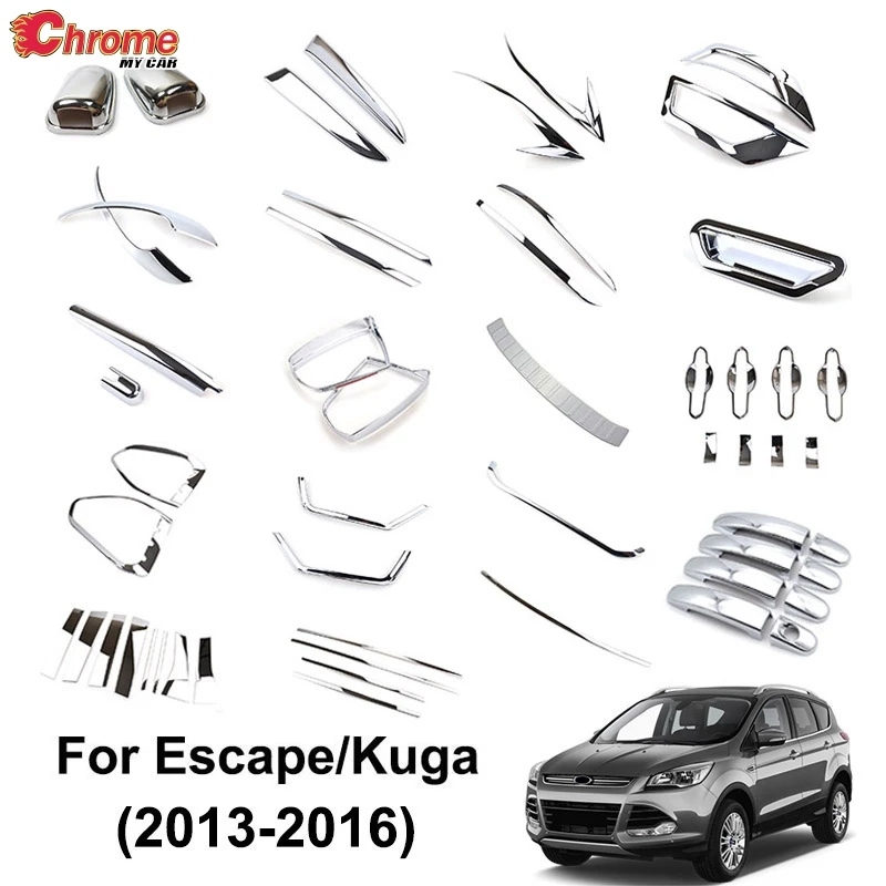 Для Ford Escape Kuga 2013 хромированный передний задний противотуманный светильник, дверная ручка, Накладка для кузова, отделка, украшение автомобиля