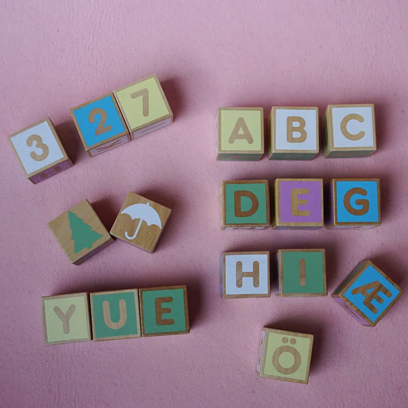  Nordic style baby building blocks wooden 36 pcs English letter alphanumeric cognitive children's ro