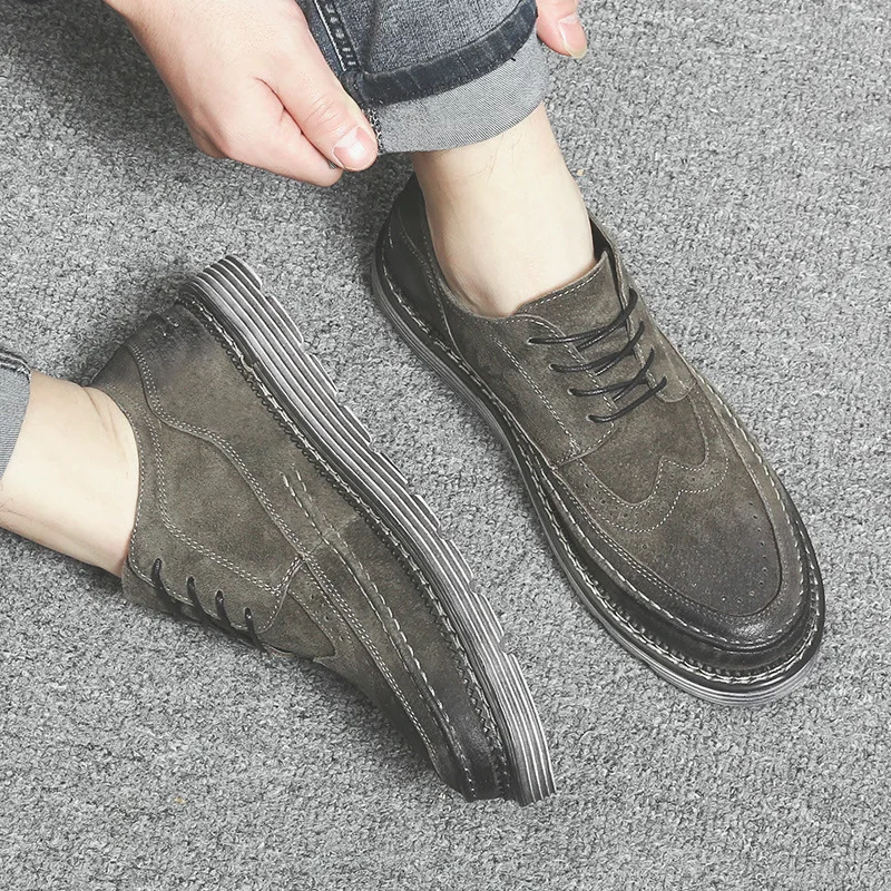 ardoisé En Plus Casual Gray Rétro H 1863 Velve Peau Hiver Augmentation Cuir Khaki Chaussures Velvet Hommes Des dark De khaki Porc Velours Chaud FdqgCTwwx