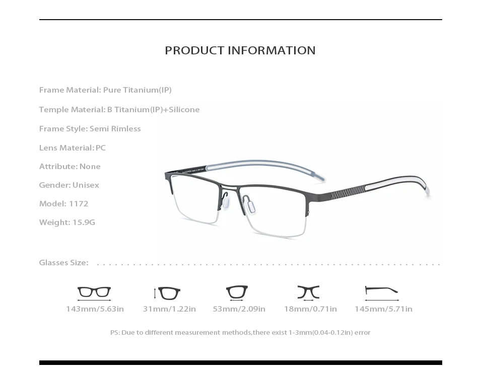 Оправа для очков из чистого титана, Мужские квадратные оптические оправы для близорукости, очки для глаз для мужчин, ультра светильник, полуоправы, очки 1172