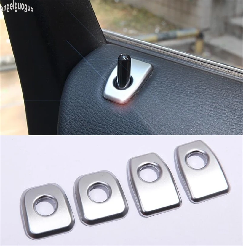 angelguoguo 4 pcs ABS chrome Car door bolt lock pin cover switch button decoration sticker for BMW X5 F15 X6 F16 accessories