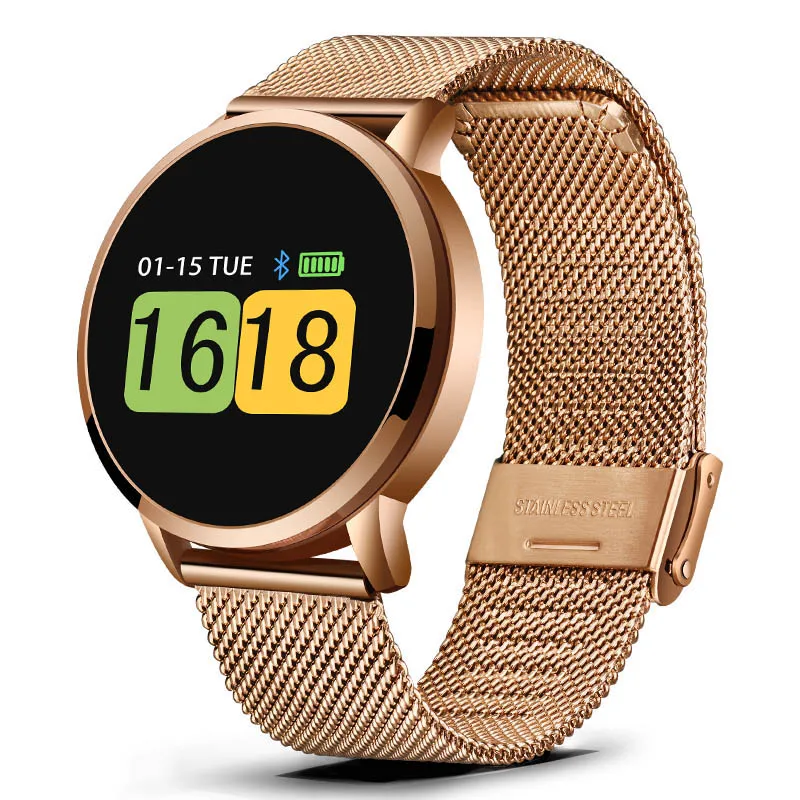 Смарт-часы для мужчин и женщин, OLED экран, пульсометр, кровяное давление, фитнес-трекер, спортивный умный браслет, браслет, Android IOS - Цвет: Gold