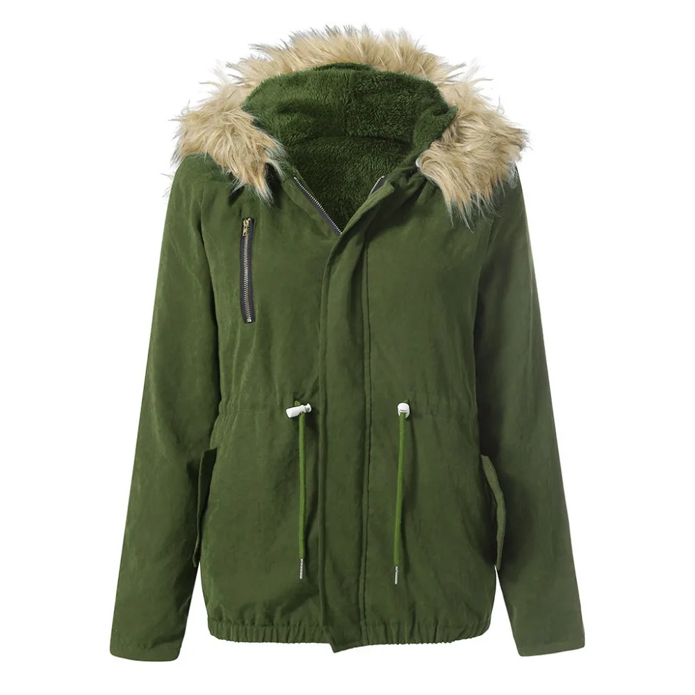 Горячая Распродажа, зимние женские теплые военные куртки с капюшоном, повседневные одноцветные пальто с искусственным мехом, верхняя одежда размера плюс, верхняя одежда для дам