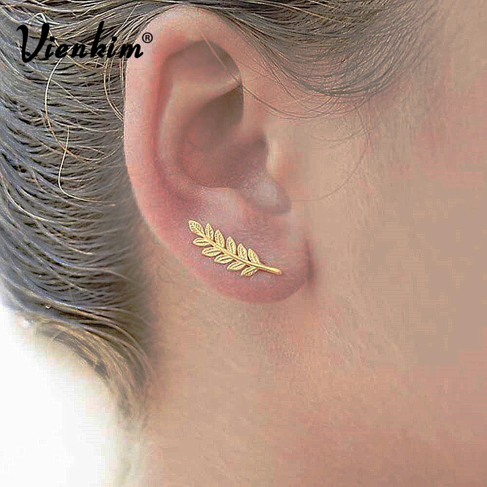 

Vienkim 2018 New Vintage Leaves Earrings for women Beautiful tree leave Earrings or like Feather Earrings Ear clip