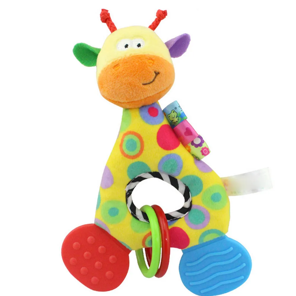Мягкие погремушки-прорезыватели в виде животных для новорожденных, плюшевые игрушки-колокольчики для малышей, фантастические сказочные безупречные игрушки Y11.28 - Цвет: A