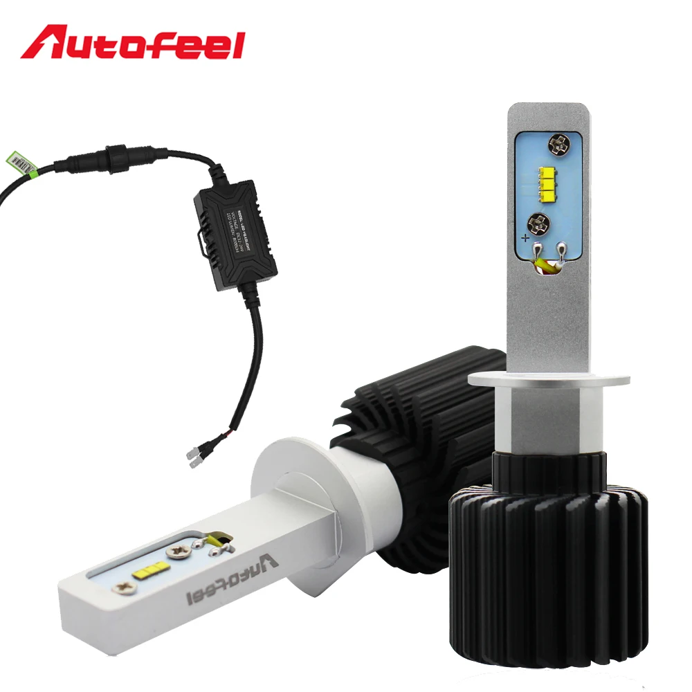 Autofeel H1 Led car Headlight Bulbs Kit Led ZES Chips 50W 8000LM Auto