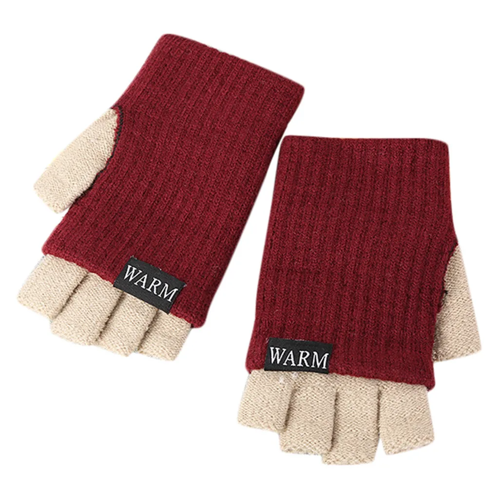 2019 новые женские разноцветные зимние перчатки с полпальца, мягкие теплые варежки 1217
