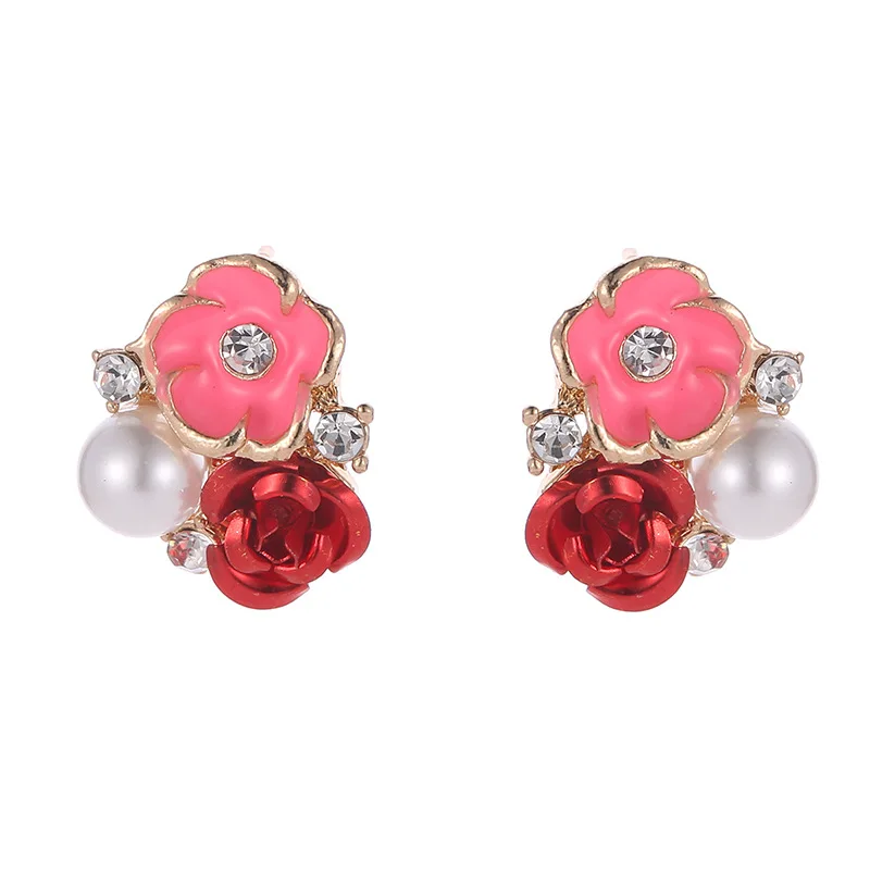 

Glamour Rose Shape Women's Rhinestone Stud Earrings High Quality Women's Fashion Earrings Wedding Jewelry Valentine's Day Gift