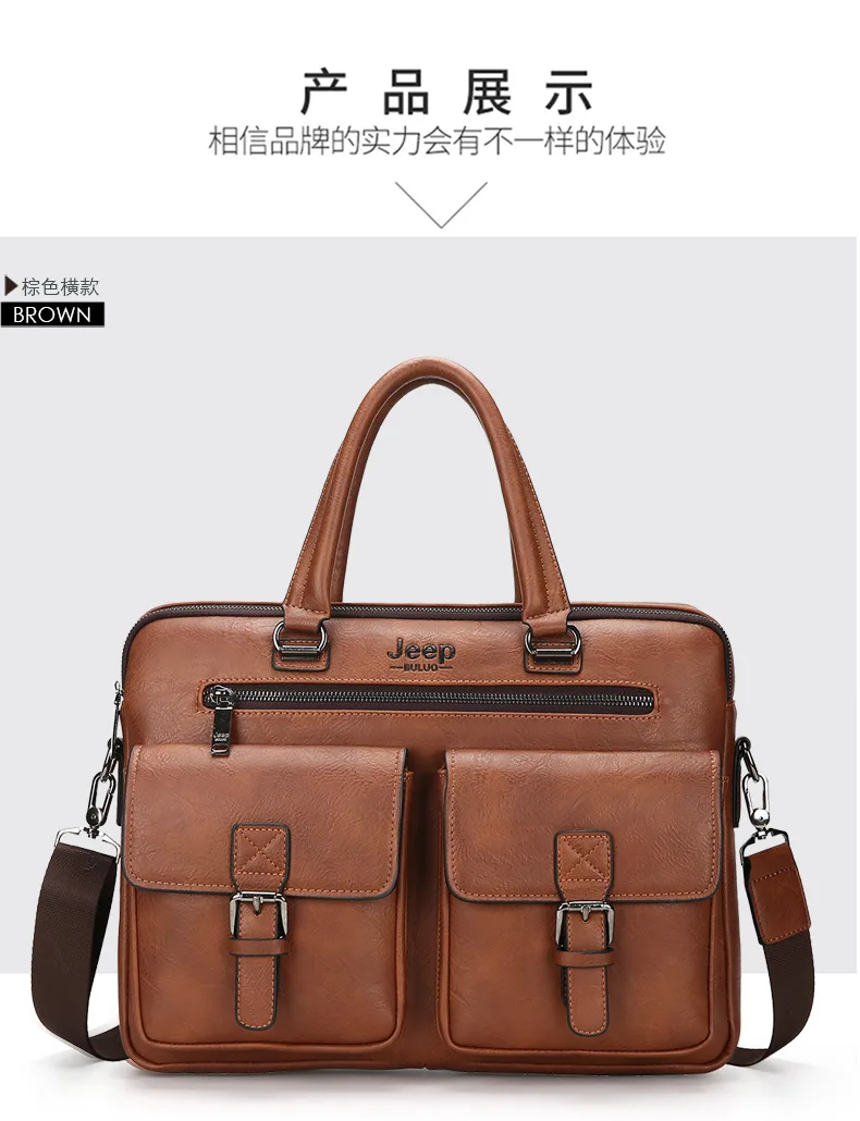 ZYJ Men Business Travel Leather Laptop Briefcase Male Bags Causal Sling Messenger Shoulder Portfolio Briefcase Bag Handbag Bolsa (27)