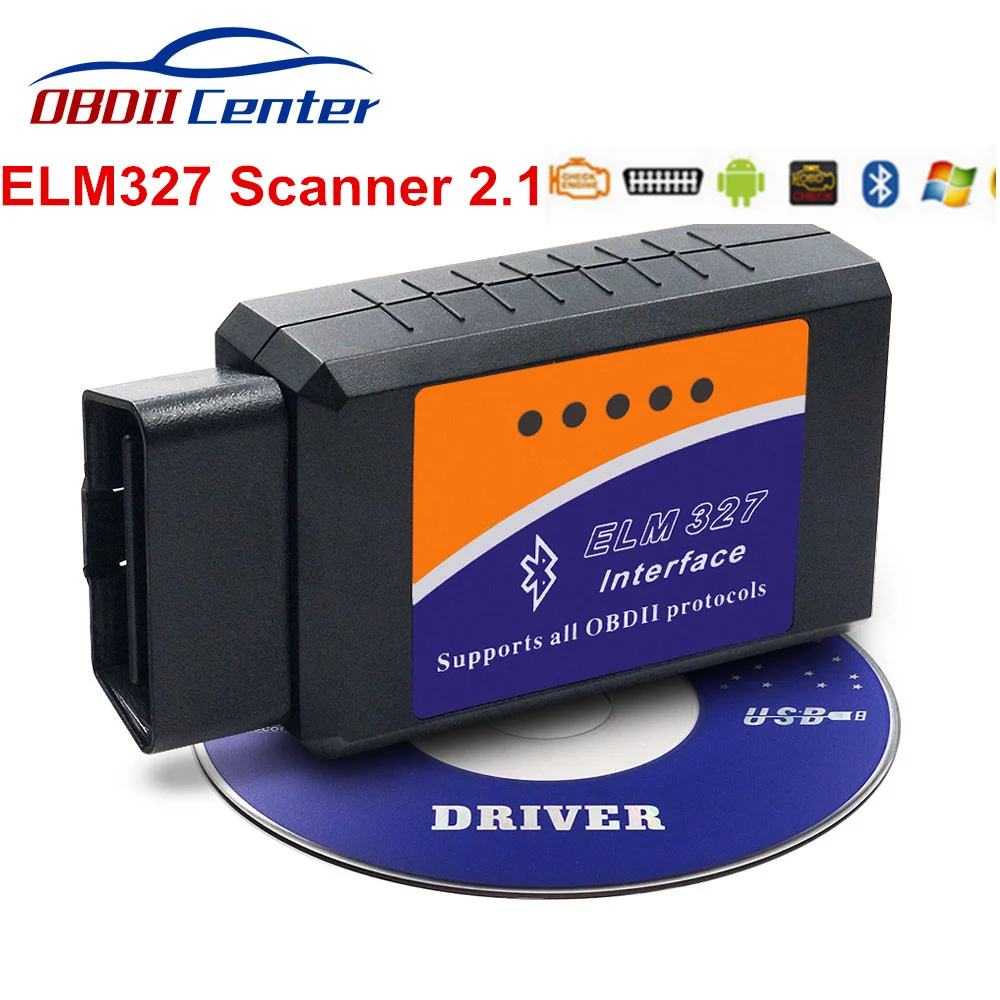 Черный Bluetooth ELM327 OBD II считыватель кодов V2.1 OBDII адаптер интерфейс Поддержка 7 OBD2